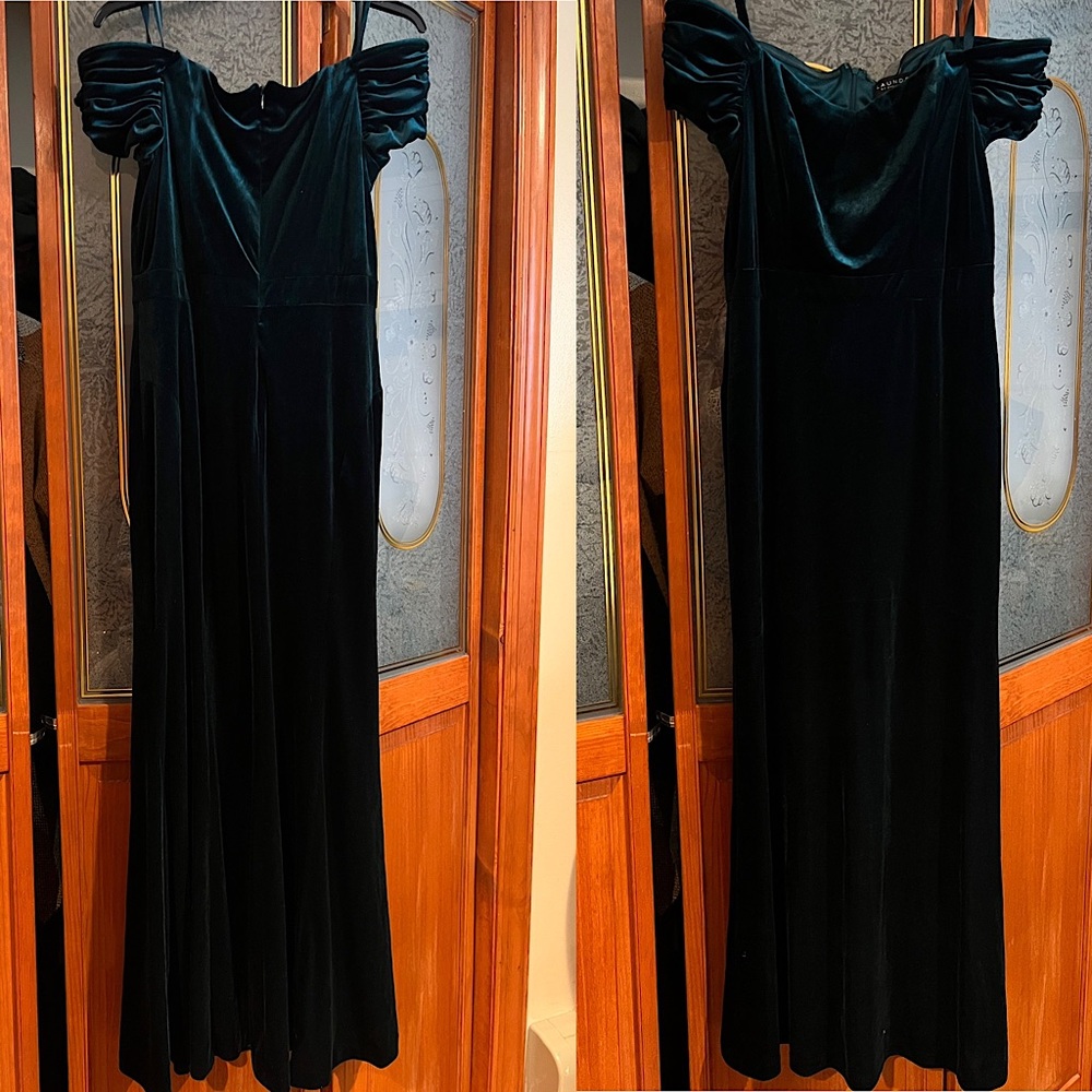 Emerald green evening dress